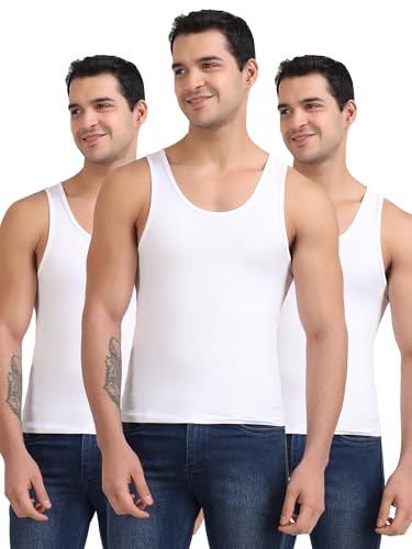 Image of Freecultr Cotton Vest for Men Sleeveless Lightweight Solid Round Neck Comfort Vest | Ultra-Soft Breathable Innerwear Sando for Gym, Sports, Workout, and Everyday Wear | Regular Fit and Durable Design