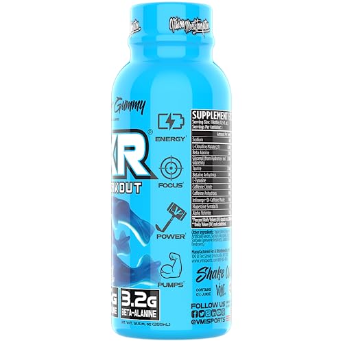 Image of VMI Sports KXR High Stimulant Pre-Workout Energy Ready to Drink 400mg Caffeine, 6g Citrulline, 3.2g Beta-Alanine | Delicious, Convenient, Powerful | 12.5 oz Bottles (Blue Gummy, 12 Bottles)