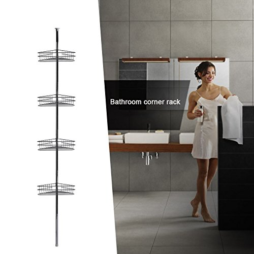 Lsooyys - Estante telescópico para ducha de 4 niveles, resistente al óxido, para baño y ducha, de metal, 3 kg cada funda