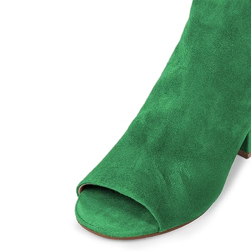 FOWT Women Peep Toe Ankle Boots Chunky Block Low Heel Booties Back Zipper Casual Comfy Outdoor Fashion Shoes Size 4-16 US3