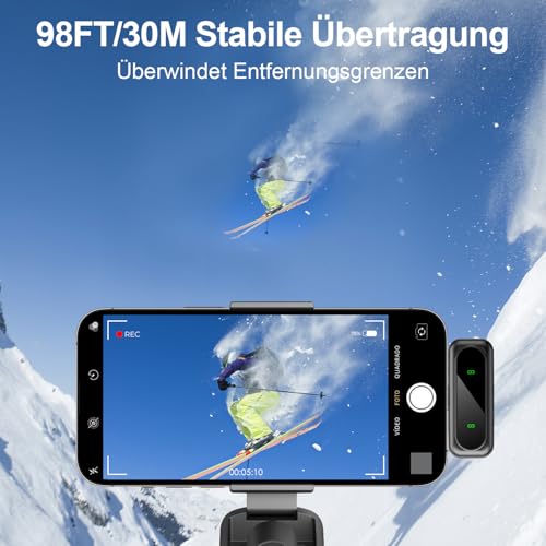 FSXEU Kabellos Lavalier Mikrofon für iPhone/Android/Pc, Mini mikrofon mit Rauschunterdrückung, kompatibel für Videoaufnahmen, Vlog, Interviews, YouTube, Tiktok
