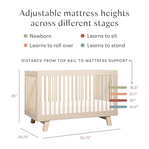 babyletto hudson 3-in-1 convertible baby crib - greenguard gold certified - convertible crib to toddler bed and daybed - baby bed with 4 adjustable heights - wooden crib 
