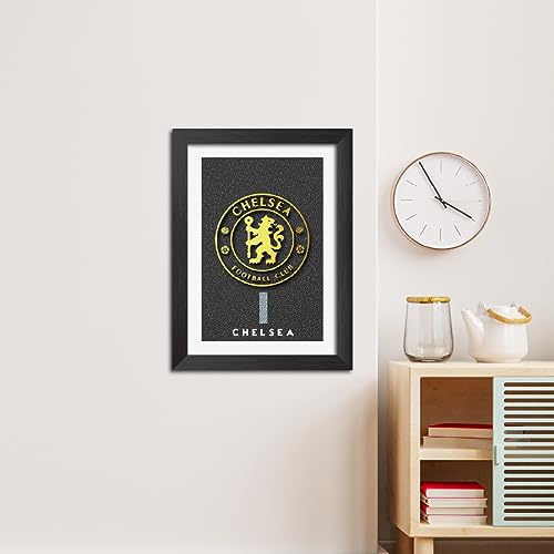 Image of TenorArts Chelsea Poster 3D Golden Leather Textured Logo Laminated Photo Frame Painting with Matt Finish Black Textures(12 inches x 9inches)