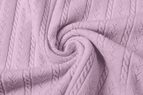 Image of SANGTREE Women's Cable Knit Half Sleeve Sweaters, Crew Neck Solid Color Knitted Summer Pullover Tops