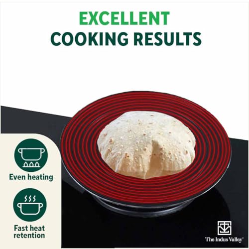 Image of The Indus Valley Pre-Seasoned Concave Iron Bhakri Tawa for Chapathi | 30cm /12 inch, 1.6kg | Gas Compatible | 100% Pure & Toxin-Free, No Chemical Coating, Black
