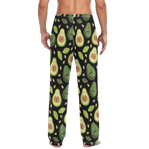 Men’s Cute Avocados Pajama Pants with Pockets, Comfortable Lounge Sleep Bottoms#4242
