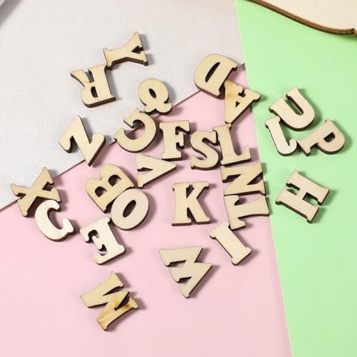 LIQWEI 200 Stück Holzbuchstaben, 15mm Unbearbeitete Holz Buchstaben, Klein Holzbuchstaben zum Basteln Naturholz Buchstaben DIY Bemalt Deko Zahl für Home Hochzeit Party Festival Dekoration