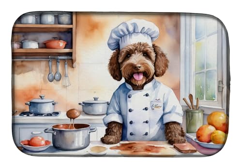 Caroline's Treasures DAC6279DDM Labradoodle The Chef Dish Drying Mat Absorbent Dish Drying Mat Pad for Kitchen Counter Dish Drainer Mat for Countertop, 14 x 21", Multicolor