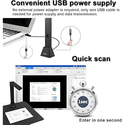 ماسح ضوئي للمستندات بكاميرا كبيرة الحجم A2/a3 - كاميرا مستندات Usb، ماسح ضوئي للكتب | تصحيح تلقائي للصفحة، التعرف الضوئي على الحروف بـ 130+ لغة، ضوء Led، مثالي للأرشفة والمدرسة والمكتب
