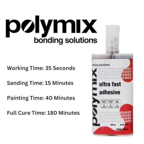 Image of Polymix Rigid Automotive Multipurpose Plastic Repair and Adhesive 200ml Cartridge & Two Application Mixing Nozzles (Clear), P2.3002.200.B