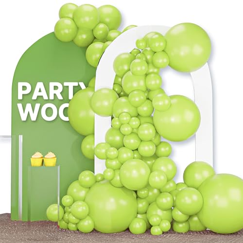 PartyWoo Lime Green Balloons 120pcs Different Sizes of 18 12 10 5 Inch Light Green Latex Balloon Arch Kit Garland for Wedding Birthday Dinosaur Jungle Golf Football Theme Party Decorations Green-Y6