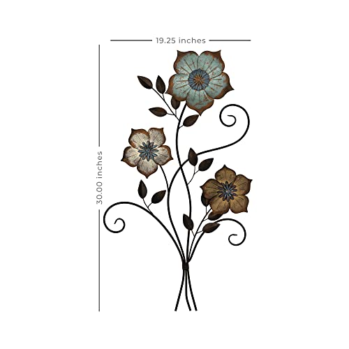 Stratton Home Decor S02369 Tricolor Flower Wall Decor, 19.25 W X 1.50 D X 30.00 H, Multi #TOP4