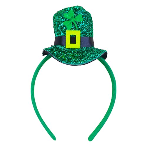 Totelux St. Patrick's Day Headband Green Hat Hair Band Glitter Shamrock Hair Accessories for Women Irish Festive Parade Party Decoration Supplies