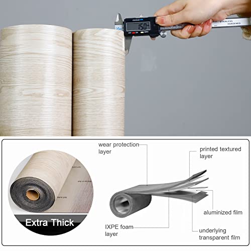Oxdigi Peel And Stick Vinyl Flooring Roll 23"X 393"/64 Sq.ft, Thicken Self Adhesive Vinyl Floor Tiles Wood Plank Flooring Waterproof Wear-Resistant For Any Room, Easy Diy Floor Coverings, Light Wood #TOP3