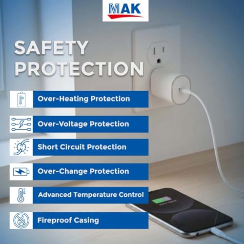 Image of MAK 45W USB C Fast Charger Adapter with Type C Cable Compatible with CMF Phone 1 /Nothing Phone 3a Pro /3a /2A /2a Plus /2 /Buds, White