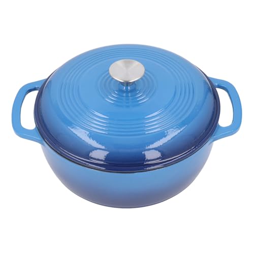 Olla de horno de hierro fundido esmaltado redonda con tapa, olla esmaltada de doble asa para hornear pan y guisar, utensilios de cocina que retienen el calor para uso en horno y
