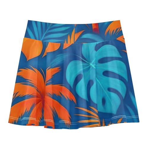 Girls Skorts Athletic Shorts Vibrant Tropical Palm Trees Toddler Tennis Skirts Preppy Cheer Skirt 3t2