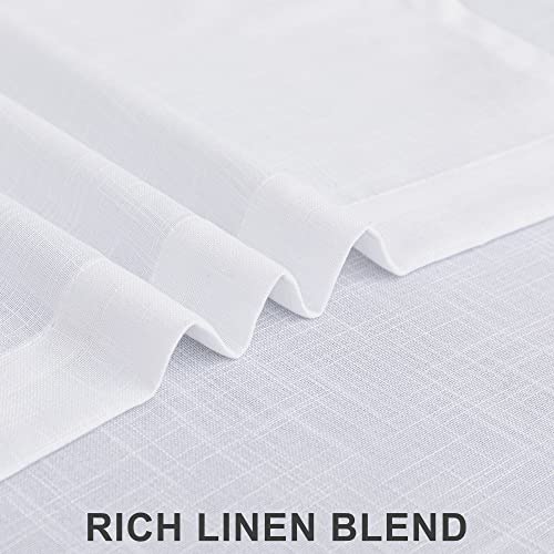 Dancurton DT-APDL-HFM-WHITE-30X24 White Kitchen Cafe Curtains 24 Inch Length For Small Window Treatments 2 Panels Set Back Tab Pocket Top Tier Curtains Semi Sheer Linen Short Bathroom Curtains thumb #5