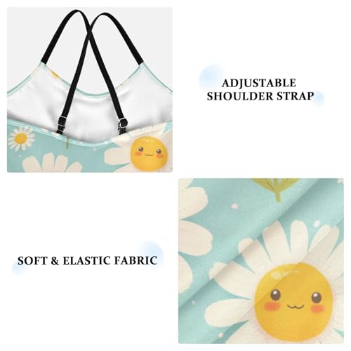 KLL Polka Dots and Tender Chamomile Flowers Toddler Girls 1-Piecing Bathing Suit Summer Swimming Suits with Adjustable Straps3