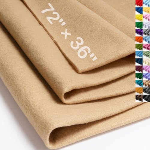 XSEINO Tan Large Felt Fabric 72 X 36 (2 Square Yards) 1.4 mm Thick Soft Felt Fabric Sheet for Crafts Yellow Series Colors Soft Nonwoven Fabric Fit for Decoration Sewing DIY Crafts