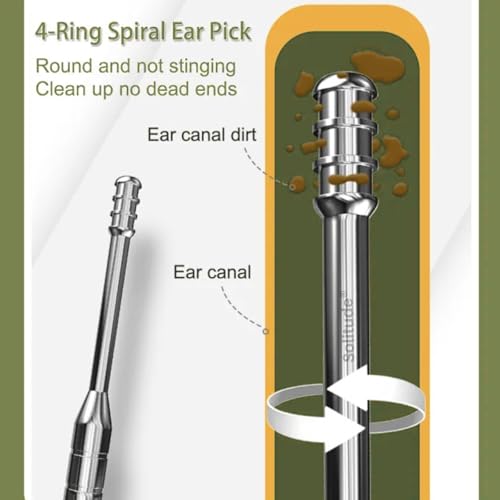 Image of Solitude 6-in-1 Ear Wax Cleaner | Resuable Ear Cleaner Tool Set with Storage Box Ear Wax Removal Kit Steel Ear Cleansing Tool Set Spiral Ear Curette Tools For Kids Man Woman