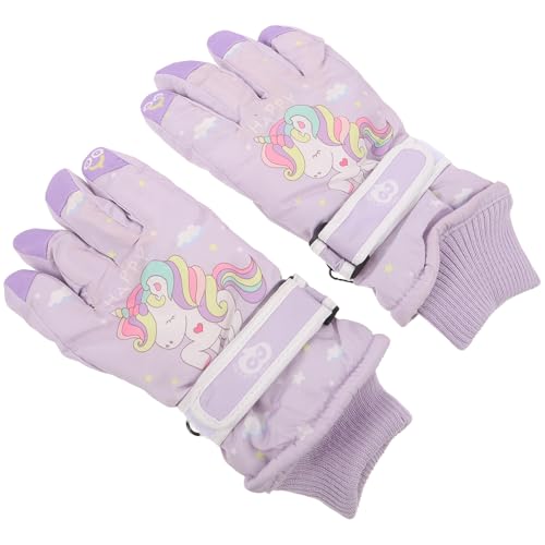 Moufles de ski enfants imperméables et thermiques à motif licorne pour l'hiver