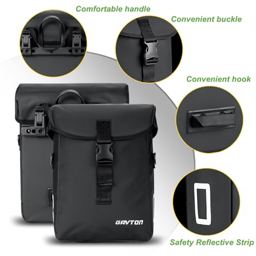 GAVTON Bike Panniers Waterproof Electric Bike Rear Rack Bag 13L Capacity for Ebike Rear Seat Bicycle Panniers for Cycling Traveling Commuting - Image 3