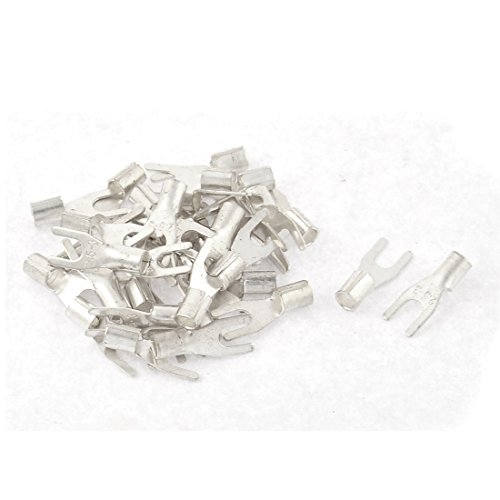 Aexit 37pcs 2-2.5mm2 Distribution electrical 3mm Fork Type Non-insulated Terminal Wire Lug Connector