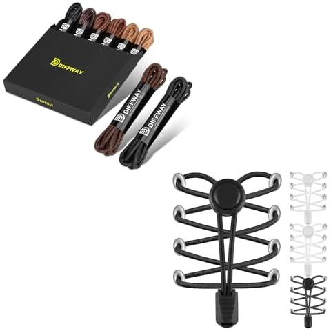 AMLY 8 Pairs of Dress Shoe Laces for Men and 4 Pairs of No Tie Shoelaces Cover