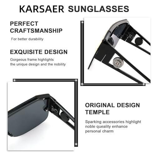 Image of Karsaer Oversized Square Flat Top Shield Sunglasses One Piece Frameless Stylish Women Men UV400 E1037