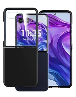 Cresee Case for Motorola Razr Plus 2024/2025 - with Built-in Cover Screen Protector - Thin Hard Matte Polycarbonate Cover Phone Case for Moto Razr+ 2024/2025 - Black