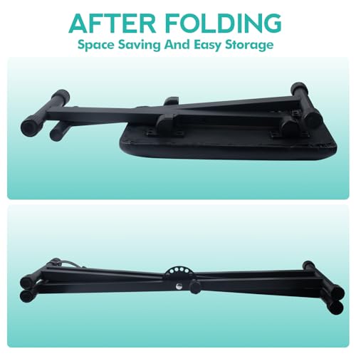 Image of Keyboard Stand & Piano Bench Set, Double X Adjustable, 7 & 4 Height Levels, Black Alloy Steel