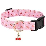 Gelwoo Personalized Dog Collars,Adjustable Puppy Collars with Safety Buckle for Small Medium Large Dogs,Cute and Unique Pink Cherry Pattern Pet Collar for Boy Girl Dogs. (Pink Cherry, Medium)