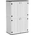 ZZM Resin Outdoor Storage Shed, 67 Cu.ft Vertical Resin Tool 4x6 FT Cabinet w/o Shelf for Garden, Patio, Backyard, All-Weather Outdoor Plastic Storage Clearance, Lockable with Floor (Light-White)