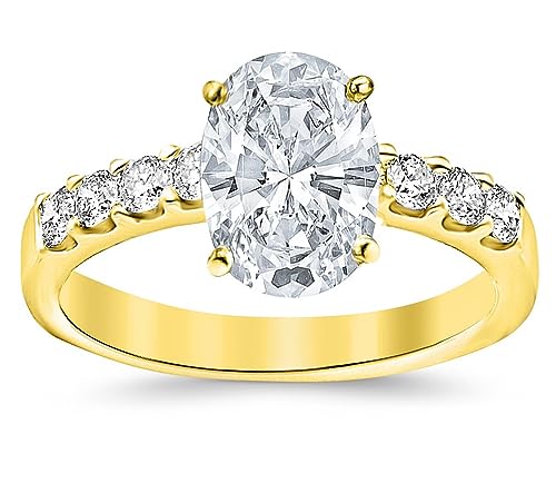 1 Carat t.w. GIA Certified Oval Classic Prong Set Diamond Engagement Ring K/SI1 Clarity Center Stones.