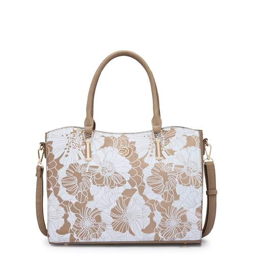 Image of Caprese Margot Satchel Bag, Medium | Stylish Floral Print Handbag for Women with Adjustable & Detachable Sling Strap | Secure Zip Closure | Perfect for Office & Daily Essentials