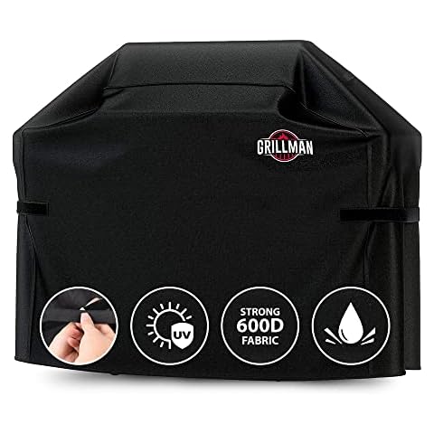 Grillman Premium Grill Cover for Outdoor Grill - Heavy-Duty Waterproof BBQ Grill Cover - Rip-Proof and Wind-Resistant - Large Barbecue Gas Grill Cover for Backyard - Black (72" L x 26" W x 51" H) Cover