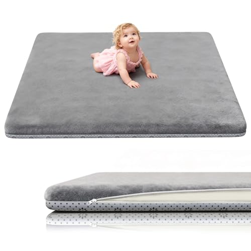 Image of Yozoia Baby Play Mat 50 x 50, Thick Baby Play Mat for Floor, Ultra Soft Playpen Mat, Machine Washable Tummy Time Foam, Non-Slip Bottom Helps Cushion, for Kids, Infant and Toddler Crawling