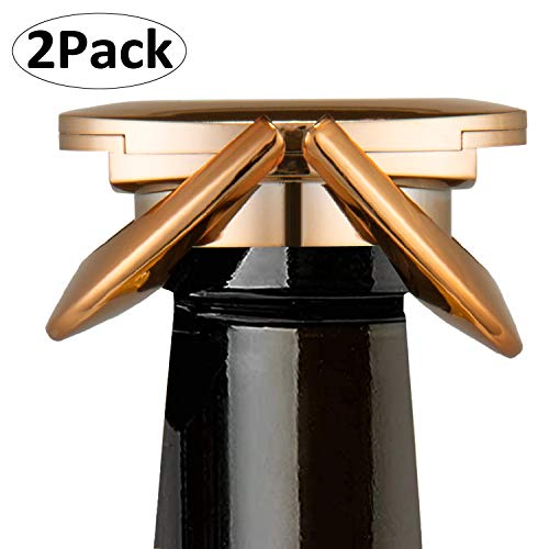 HYZ Gold Champagne Stopper Pack of 2 Sparkling Wine Bottle Stopper Sealer