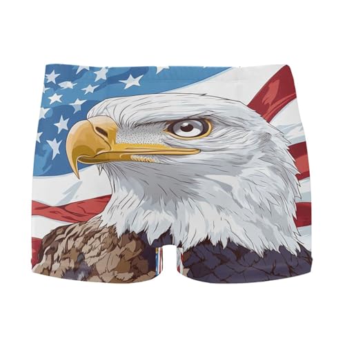 Bald Eagle American Flag July 4th Mens Swim Trunk Swimwear Swim Brief Square Leg Board Short S S0406736