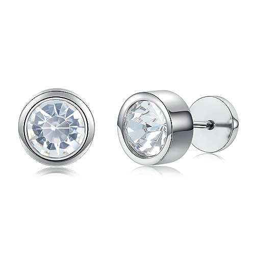 Surgical Stainless Steel Stud Earrings for Women Men Black Gold Plated Fluorescent Flat Back Hypoallergenic Earrings Suitable for Sensitive Ears