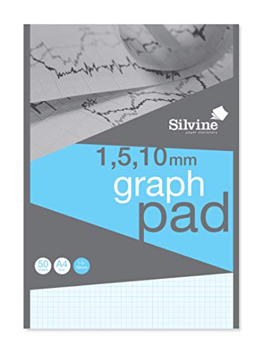 Silvine A4 Professional Graph Pad. 50 Sheets of Quality 90gsm Paper White