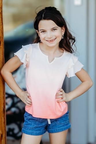 Arshiner Girls Short Sleeve Shirts Cute Little V Neck Double Layer Ruffle Tops Casual Summer Outfits Kids Clothes Pink 11-12 Years — view 3