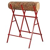Izrielar Sawhorse, Log Saw Horse, Folding Sawhorse, Wooden Sawhorse for Chainsaw & Handsaw, Wood Cutting Trestle as a Sawing aid, Sawing Wood Made Easy, Saw Horses up to 100 kg, red