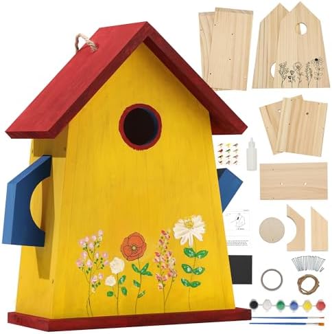BBPECO DIY Wooden Birdhouse Kit - Craft Your Own Bird House - Woo...