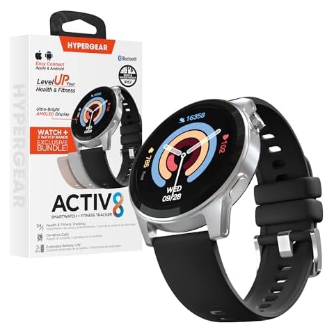 HyperGear Activ8 Smartwatch with Fitness Tracker and Silicone Bands 120+ Exercise Modes, Fitness Watch for Men, Step Tracker Watch for Women, SpO2 Monitors, Android Fitness Watch, 7 Day Battery Life Cover