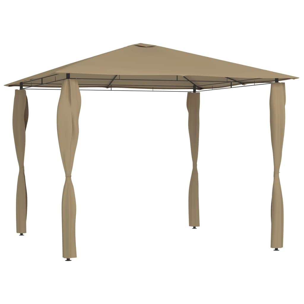 Gazebo 3 x 3 m, tortora, 160 g/m², con copertura per pali, in acciaio robusto, per barbecue, balcone e campeggio, design moderno