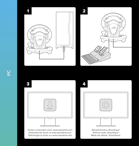 DRIFT OZ Racing Wheel - Volante da gioco USB per PC/computer, pedali per gas e freno, colore nero-arancione - Controller - Immagine 8