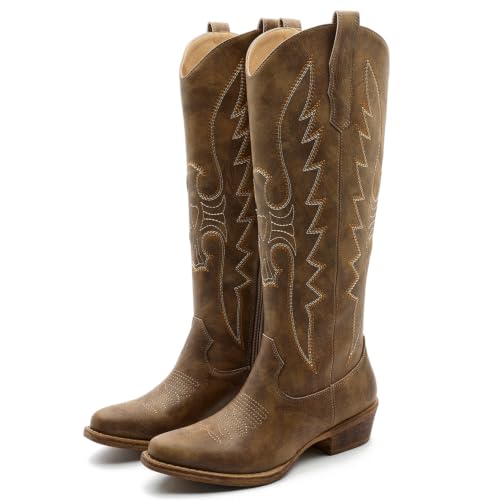 GLOBALWIN Women's Camel Knee High Cowboy Boots Size 6M - image 1