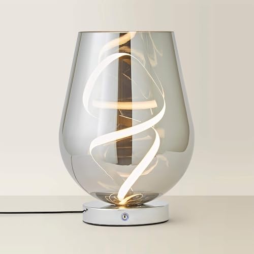 ValueLights | Helix Smoked Glass Integrated LED Table Lamp | Table Lamp, Home Décor & Improvement Essential